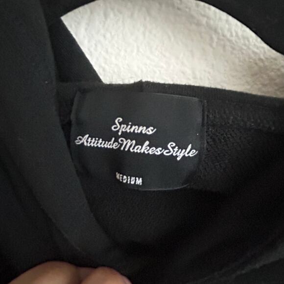 Black Graphic Hoodie Pullover Sweatshirt with Print - Spinns‎ "Kitty" - Picture 7 of 8